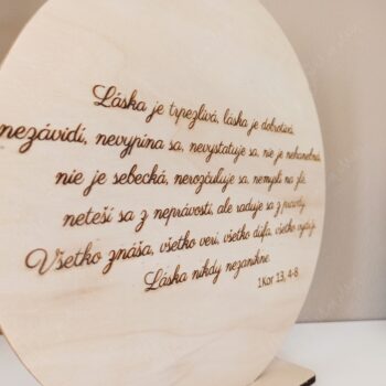 Stojan s textom "Láska je trpezlivá" kruh - Image 3