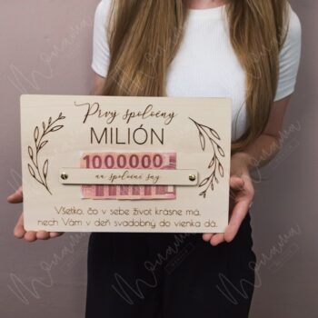 Drevená tabuľa na peniaze "Môj prvý milión" - Image 3