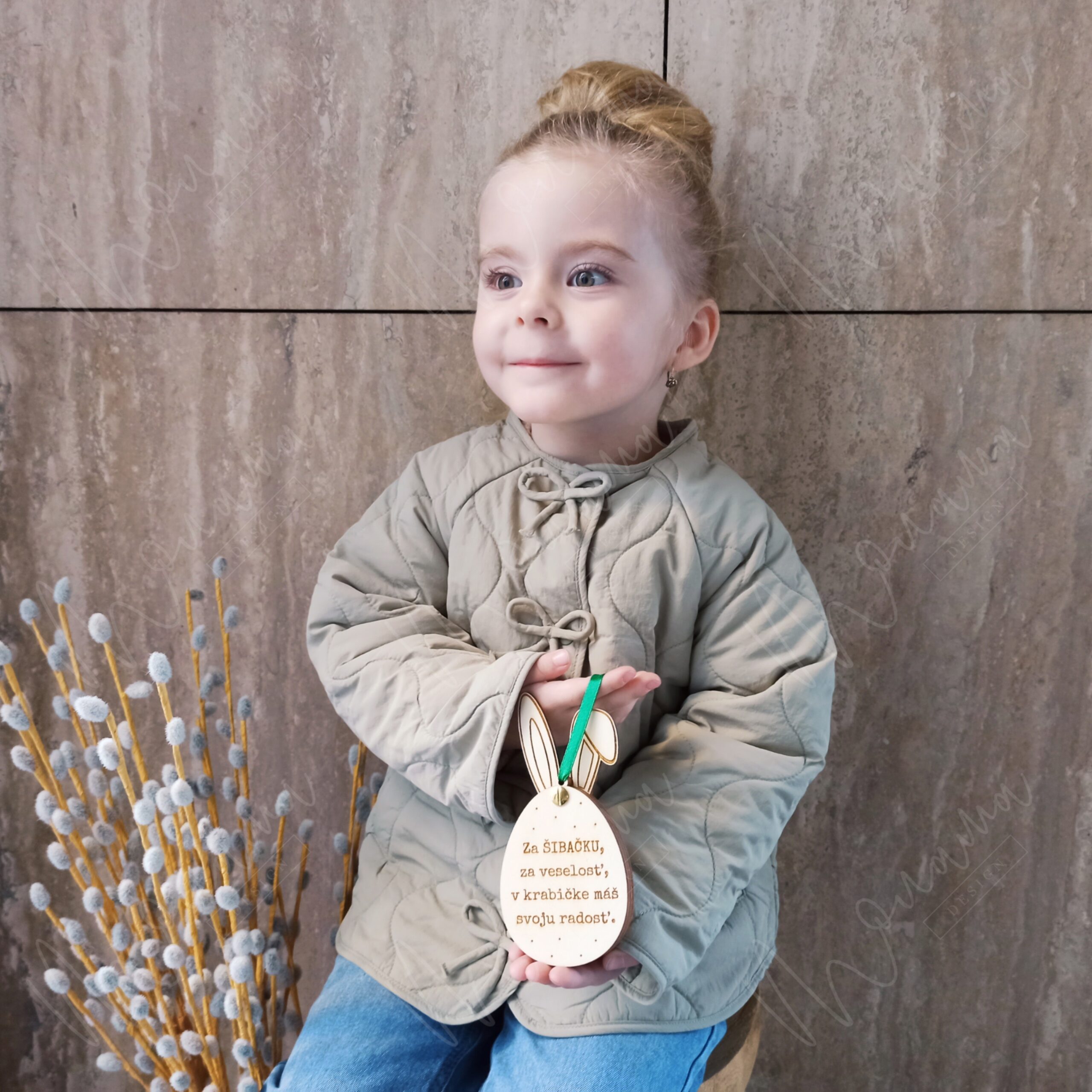 Drevená obálka na peniaze na Veľkú noc – vajíčko zajačik na bankovku, za šibačku za veselosť