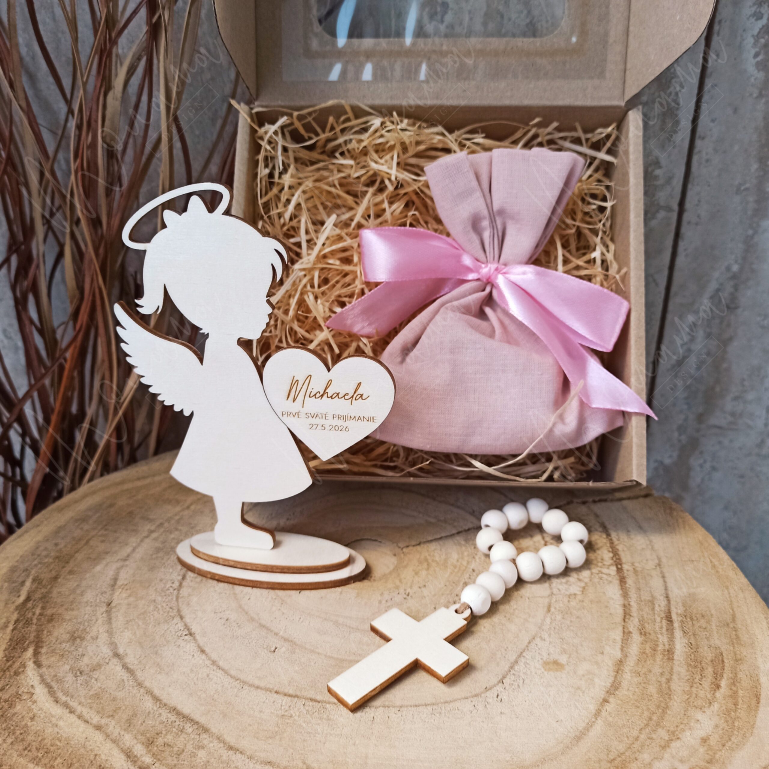 Darčekový set Prvé sväté prijímanie (anjelik + ruženec) – Obrázok 4
