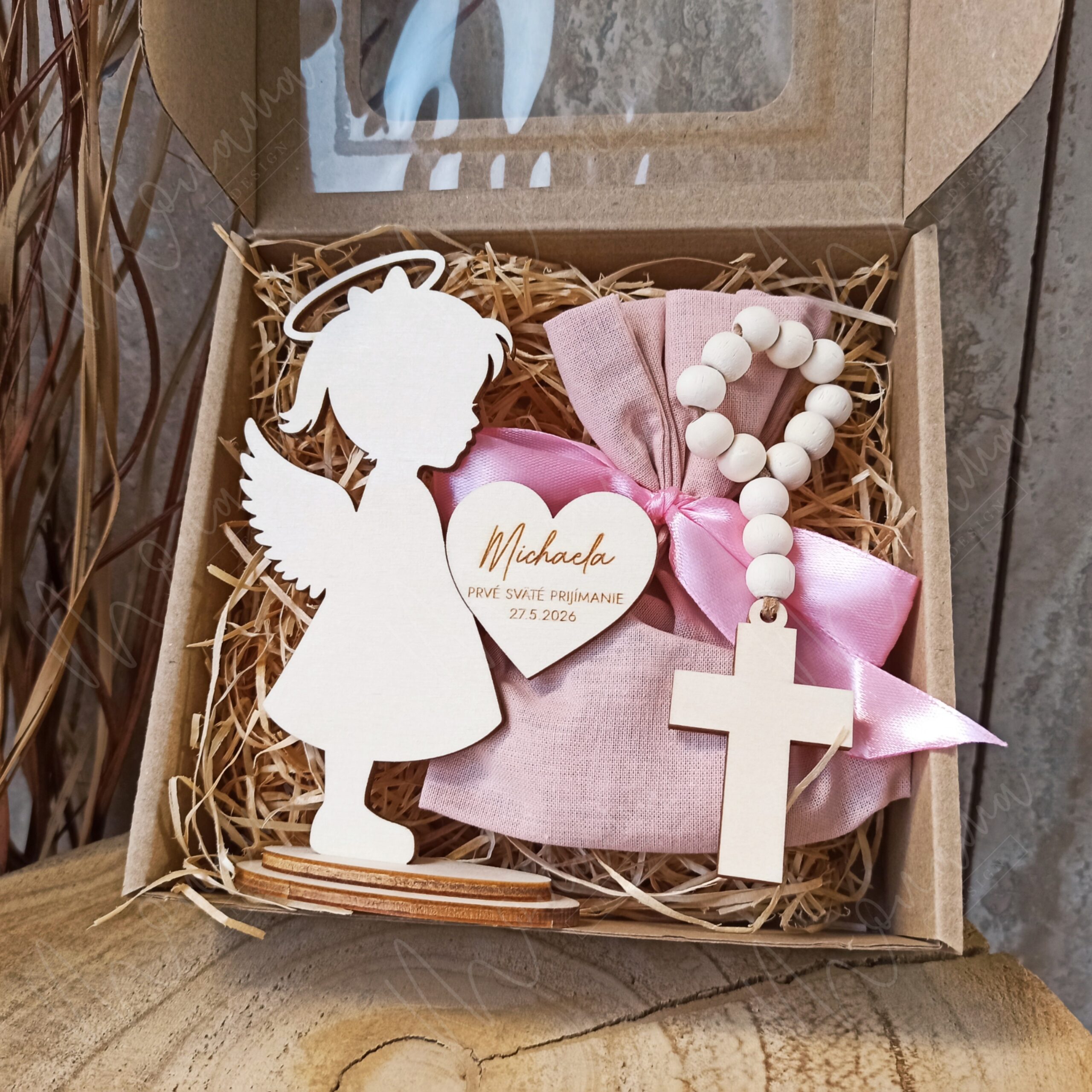 Darčekový set Prvé sväté prijímanie (anjelik + ruženec) – Obrázok 2