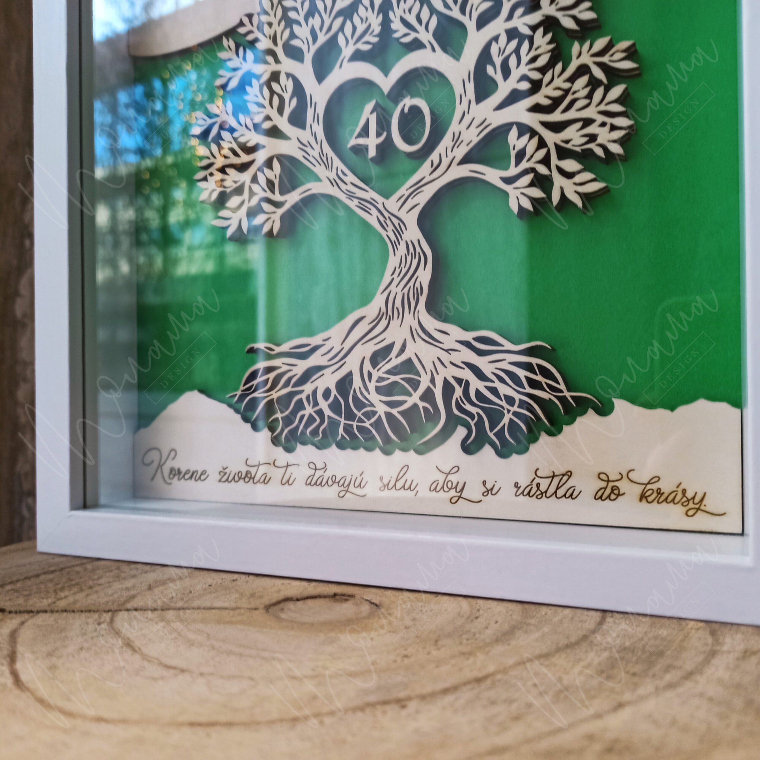 3D obraz Strom života k narodeninám s vekom 40 – drevený rámik ako darček