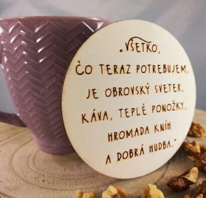 Drevená podšálka s textom